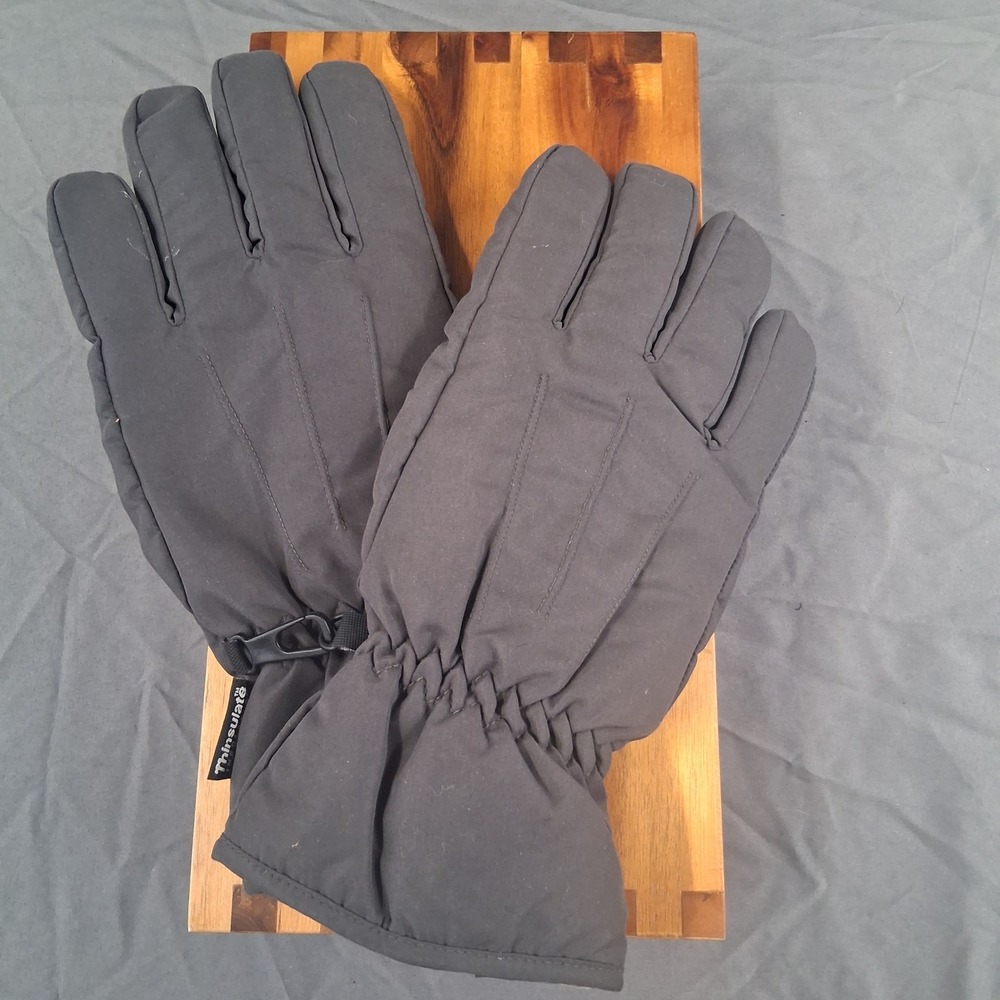Mens Thinsulate Gloves Dark Gray L Insulated Winter Ski Snowboard Cold‎ Weather
